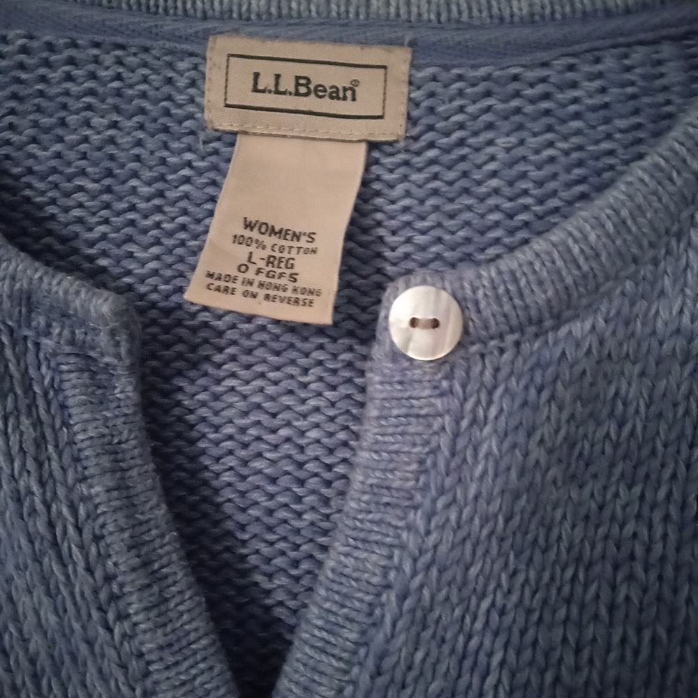 L.L. Bean Women's Light Blue Knit Cardigan SizeL - Picture 3 of 7
